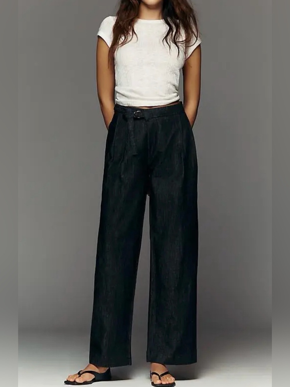 Maeve Anthropologie Cotton Linen Wide Leg Pants Size 28